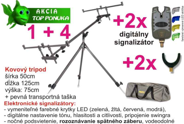 AKCIE – Stojan Tripod + 2x signalizátor + 2x rohatinka