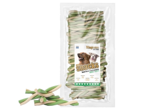 Psie krmivo točená tyčinka 12,5cm 50ks GREEN/WHITE